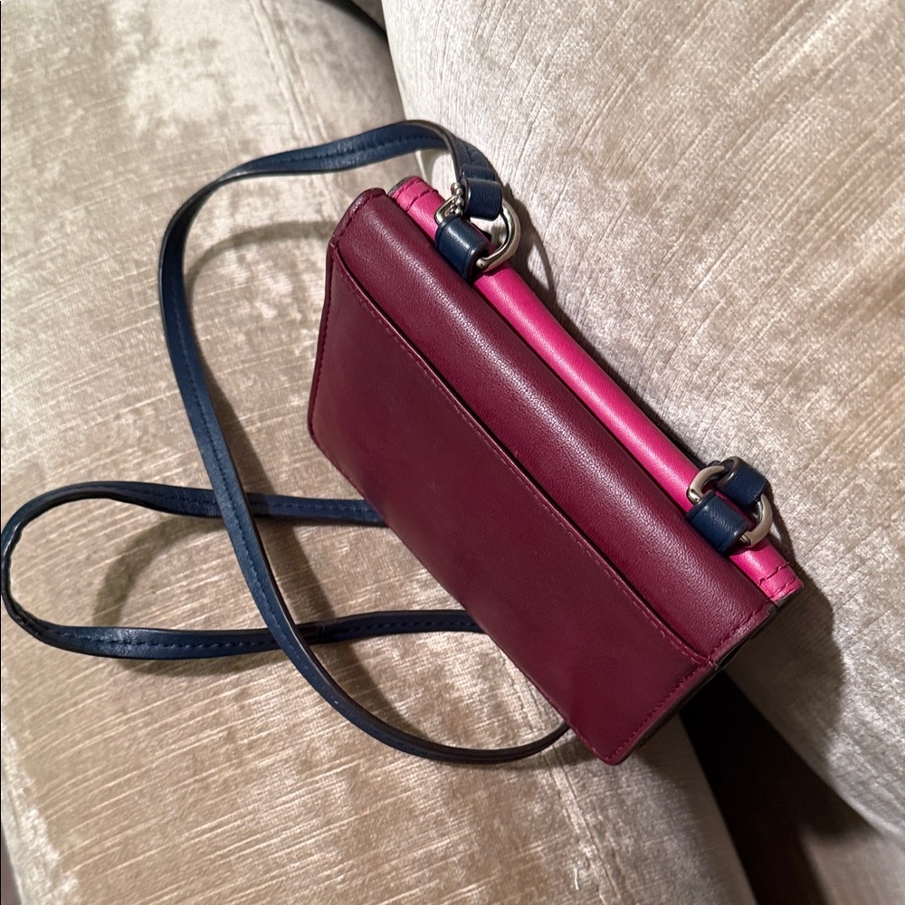 Coach Two-Tone Pink and Burgundy Crossbody Bag - Picture 9 of 14